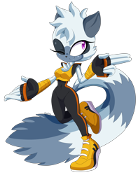 Size: 4133x5236 | Tagged: safe, artist:xhimikox, tangle the lemur, looking at viewer, solo, tangle's running suit, wink