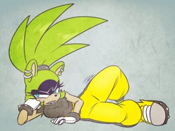 Size: 880x662 | Tagged: safe, artist:metalpandora, surge the tenrec, looking at viewer, lying down, lying on side, solo