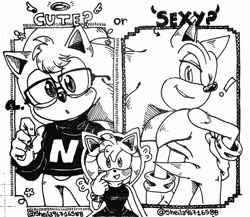 Size: 1024x888 | Tagged: safe, artist:shelia96716588, amy rose, nicky, sonic the hedgehog, amy x sonic, shipping, straight, trio