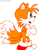 Size: 446x565 | Tagged: safe, artist:spongefox, miles "tails" prower, fox, 2006, classic tails, clenched fists, looking offscreen, male, mouth open, side view, simple background, smile, solo, standing, three tails, transparent background