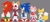Size: 3752x1672 | Tagged: safe, artist:storminghearts, amy rose, knuckles the echidna, miles "tails" prower, rouge the bat, sonic the hedgehog, blue shoes, grey background, group, looking offscreen, simple background, standing