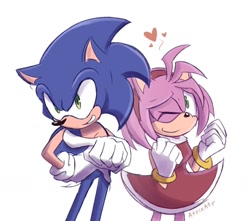 Size: 1098x971 | Tagged: safe, artist:atrixatr, amy rose, sonic the hedgehog, alternate version, amy x sonic, duo, shipping, straight