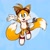 Size: 2048x2048 | Tagged: safe, artist:amasc0met, miles "tails" prower, 2022, abstract background, arm up, blushing, cute, ear fluff, goggles on head, holding something, looking offscreen, mid-air, modern tails, smile, solo, tailabetes, wrench