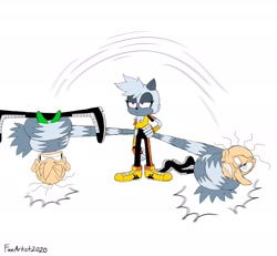 Size: 2048x1895 | Tagged: safe, artist:fartist2020, snively robotnik, tangle the lemur, duo, female, male, tail hold
