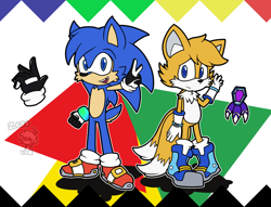 Size: 1046x798 | Tagged: safe, artist:anthonyazxmn, manik the hedgehog, skye prower, abstract background, duo, duo male, looking at viewer