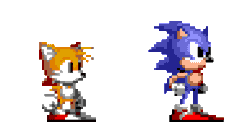 Size: 384x192 | Tagged: safe, artist:silverandthesilvers, miles "tails" prower, sonic the hedgehog, sonic cd, 2021, animated, duo, male, males only, remake, running, simple background, spinning, sprite, transparent background