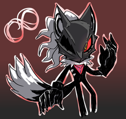 Size: 872x825 | Tagged: safe, artist:thecoolertails, infinite the jackal, autism symbol, glowing eyes, gradient background, headcanon, infinite's mask, looking ahead, male, outline, phantom ruby, solo, solo male, standing