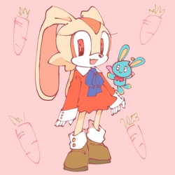Size: 768x768 | Tagged: safe, artist:waterdesukedo, cheese (chao), cream the rabbit, carrot, duo