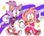 Size: 1038x852 | Tagged: safe, artist:cherucat, amy rose, blaze the cat, abstract background, amy x blaze, duo, lesbian, shipping, sonic riders