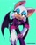 Size: 1292x1563 | Tagged: safe, artist:shiro_sonic, rouge the bat, sonic prime, bending over, green background, looking at viewer, open mouth, simple background, solo, solo female, sparkles