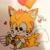 Size: 3024x3024 | Tagged: safe, artist:tinasara09, mangey, miles "tails" prower, sonic prime, 2023, berry, food, heart, holding something, looking at something, marker, simple background, smile, solo, traditional media