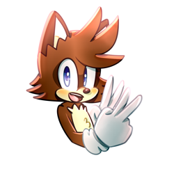 Size: 1000x1000 | Tagged: safe, artist:thechaosspirit, fox, sonic origins, 2017, blue eyes, blushing, bust, chest fluff, double v sign, fox bully, looking at viewer, male, mouth open, simple background, smile, solo, solo male, white background