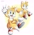 Size: 1988x2048 | Tagged: safe, artist:steffy_bs, miles "tails" prower, abstract background, classic tails, duo, modern tails