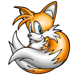 Size: 3072x3072 | Tagged: safe, artist:yuji uekawa, editor:taeko, miles "tails" prower, edit, looking at viewer, mobius.social exclusive, modern tails, shading practice, simple background, smile, solo, transparent background, wrapped in tails