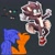Size: 1000x1000 | Tagged: safe, artist:xxsjdoodlesxx, miles "tails" prower, sonic the hedgehog, oc, hybrid, 2018, arms out, blue background, brown fur, cheek fluff, english text, fusion, fusion:sonic, fusion:tails, gloves, hedgefox, male, males only, mouth open, outline, peach fur, shoes, simple background, socks, solo focus, standing, trio, turquoise eyes, two tails