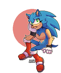 Size: 205x245 | Tagged: safe, artist:vilegato, sonic the hedgehog, au:resonance, bored, eyelashes, fluffy, frown, hand on ground, head rest, looking up, nonbinary, one fang, outline, pixel art, semi-transparent background, signature, sitting, solo, star (symbol)
