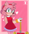 Size: 1661x1921 | Tagged: safe, artist:t-whiskers, amy rose, blushing, border, female, hand behind back, heart, holding something, looking at viewer, outline, piko piko hammer, pink background, simple background, smile, solo, solo female, standing