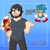Size: 2048x2033 | Tagged: safe, artist:hasnomoxxie, sonic the hedgehog, human, body pillow, caddicarus, crash bandicoot, cute, dialogue, duo, english text, gradient background, holding something, male, males only, outline, pointing, sonabetes, standing, tongue out, white outline