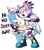 Size: 1044x1200 | Tagged: safe, artist:domestic maid, blaze the cat, silver the hedgehog, abstract background, duo, english text, one fang, piggyback, shipping, signature, silvaze, simple background, straight