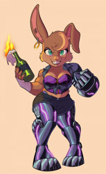 Size: 1500x2457 | Tagged: safe, artist:artsyhobbitses, bunnie rabbot, molotov, piercings, redesign, ring, simple background, solo, tan background