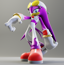 Size: 796x805 | Tagged: safe, artist:sgiygas, wave the swallow, 2022, 3d, gradient background, looking at viewer, posing, remake, smile, solo, sonic riders, sonic riders x (fanproject), standing