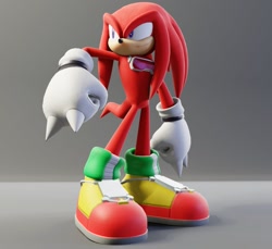 Size: 1041x953 | Tagged: safe, artist:sgiygas, knuckles the echidna, 2022, 3d, clenched fists, gradient background, looking offscreen, smile, solo, sonic riders, sonic riders x (fanproject), standing