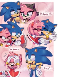 Size: 1275x1700 | Tagged: safe, artist:charuzu2712, amy rose, sonic the hedgehog, amy x sonic, duo, shipping, straight