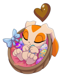 Size: 653x794 | Tagged: safe, artist:feneksia, cream the rabbit, chaoified, easter, easter basket, easter egg, solo