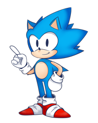 Size: 3080x3864 | Tagged: safe, artist:misia321111, sonic the hedgehog, 2016, classic sonic, hand on hip, looking at viewer, pointing, simple background, smile, solo, standing, transparent background