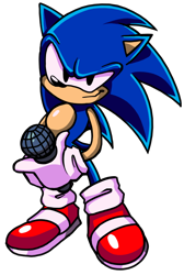 Size: 500x746 | Tagged: safe, artist:officialgrimbo, sonic the hedgehog, 2021, friday night funkin, looking at viewer, microphone, modern sonic, simple background, smile, solo, standing, thumbs up, transparent background