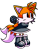 Size: 368x481 | Tagged: safe, artist:205tob, miles "tails" prower, 2022, amy's halterneck dress, boots, crossdressing, femboy, friday night funkin, hands behind back, leaning forward, looking offscreen, male, microphone, simple background, solo, standing, transparent background