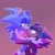 Size: 1000x1000 | Tagged: safe, artist:eluxrayz, shadow the hedgehog, sonic the hedgehog, blushing, carrying them, duo, gay, gradient background, lidded eyes, looking at each other, outline, shadow x sonic, shipping, smile, white outline
