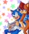 Size: 2108x2425 | Tagged: safe, artist:anonoarts, sally acorn, sonic the hedgehog, abstract background, comic, duo, shipping, sonally, star (symbol), straight