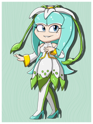Size: 3024x4032 | Tagged: safe, artist:sawcraft1, seedrian, earthia the seedrian, flower, high heels, mother, simple background, solo, sonic x