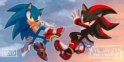 Size: 4096x2048 | Tagged: safe, artist:stars_kii, shadow the hedgehog, sonic the hedgehog, sonic adventure 2, abstract background, duo