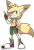Size: 487x722 | Tagged: source needed, safe, artist:jaegerrbomb, oc, blue eyes, brown fur, clenched teeth, cream fur, crop top, eyelashes, female, fennec, fingerless gloves, grin, hand on hip, looking offscreen, oc only, pointing, shoes, shorts, smile, solo, standing, transparent background, unknown oc