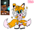 Size: 2048x1859 | Tagged: safe, artist:aura-can-draw, miles "tails" prower, :3, blushing, chest fluff, child, colored ears, cute, double v sign, ear fluff, floppy ear, heart nose, looking at viewer, male, mouth open, posing, redraw, reference inset, shadow the hedgehog (video game), signature, simple background, smile, solo, solo male, standing, star (symbol), tailabetes, white background