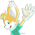 Size: 1000x1000 | Tagged: source needed, safe, artist:pina, miles "tails" prower, 2014, colored ears, ear fluff, eyelashes, green eyes, looking at viewer, male, mouth open, shirt, signature, simple background, smile, solo, solo male, transparent background, waving
