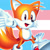 Size: 1000x1000 | Tagged: safe, artist:sth-lgbtq, editor:sth-lgbtq, miles "tails" prower, sonic mania, classic tails, edit, icon, outline, pride flag background, smile, solo, trans pride