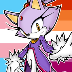Size: 1000x1000 | Tagged: safe, artist:sth-lgbtq, editor:sth-lgbtq, blaze the cat, edit, female, frown, icon, lesbian, lesbian pride, looking at viewer, outline, pride, pride flag background, solo, solo female, trans female, trans pride, transgender