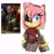 Size: 2048x2048 | Tagged: safe, artist:jotaroswaifu, amy rose, sonic prime, :o, blushing, cyborg, female, looking offscreen, mouth open, reference inset, rusty rose, simple background, solo, solo female, standing, white background