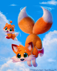 Size: 768x956 | Tagged: safe, artist:cryptid creations, miles "tails" prower, chao, duo, flying