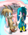 Size: 1615x1999 | Tagged: safe, artist:galaxy-petals, kit the fennec, miles "tails" prower, abstract background, character name, duo, english text, gay, glowing eyes, kitails, looking at them, looking at viewer, male, shipping, smile, standing