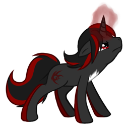 Size: 517x521 | Tagged: safe, artist:fire-girl872, shadow the hedgehog, angry, floppy ears, looking up, ponified, pony, shadow's logo, simple background, solo, solo male, species swap, unicorn, white background