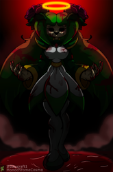 Size: 983x1486 | Tagged: semi-grimdark, artist:sawcraft1, cosmo the seedrian, oc, oc:cosmo.exe, oc:cosmo.x, seedrian, 2022, abstract background, angel, black sclera, blood, halo, solo