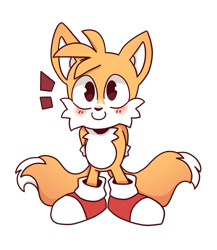 Size: 2083x2400 | Tagged: safe, artist:dragnoodlez, miles "tails" prower, 2022, blushing, cute, hands behind back, looking ahead, male, simple background, smile, solo, solo male, standing, tailabetes, transparent background
