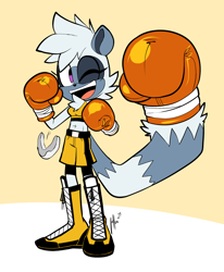 Size: 2100x2550 | Tagged: safe, artist:qqhoneydew_, tangle the lemur, boxer, boxing gloves