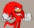 Size: 1821x1491 | Tagged: safe, artist:bongwater777, knuckles the echidna, arm fluff, beige background, blushing, clenched fists, clenched teeth, leg fluff, looking at viewer, male, sharp teeth, simple background, smile, solo, solo male, standing