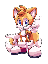 Size: 768x1024 | Tagged: safe, artist:vipadra, miles "tails" prower, 2020, chest fluff, cute, mouth open, smile, solo, solo male, standing, tailabetes, thumbs up