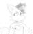 Size: 1894x1941 | Tagged: safe, artist:taeko, miles (anti-mobius), fox, badge, blue eyes, ear fluff, frown, lidded eyes, looking offscreen, male, mlm pride, one fang, simple background, sketch, solo, solo male, standing, white background